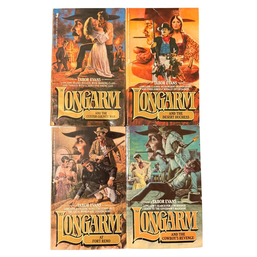Vintage Longarm Western Paperback Book Lot Tabor Evans Jove Books 61 68 73 79